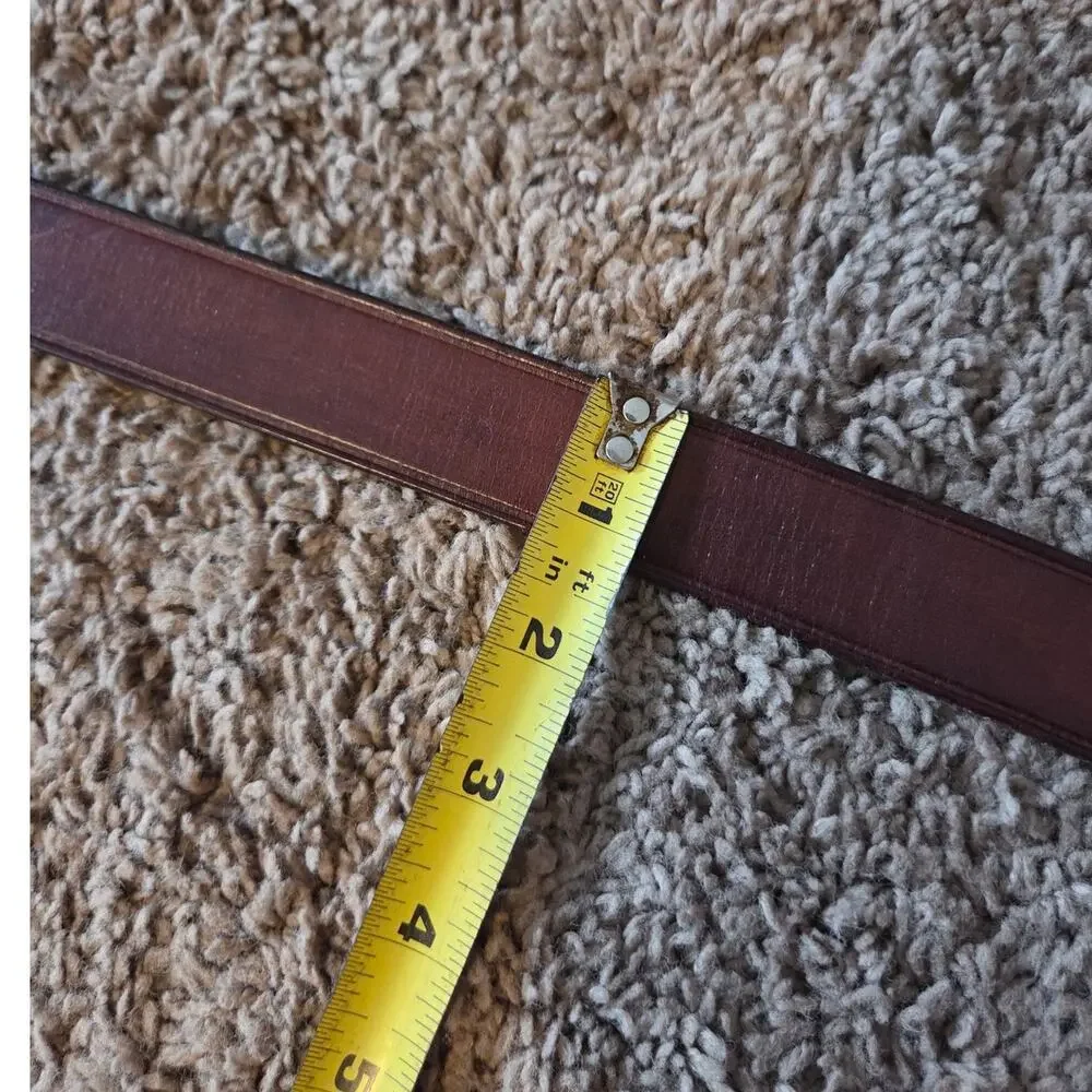 genuine leather 1 inch belt brown silver square buckle double closure 40